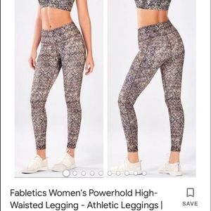 Leggings by Fabletics. Grey, stone, light brown and white print.